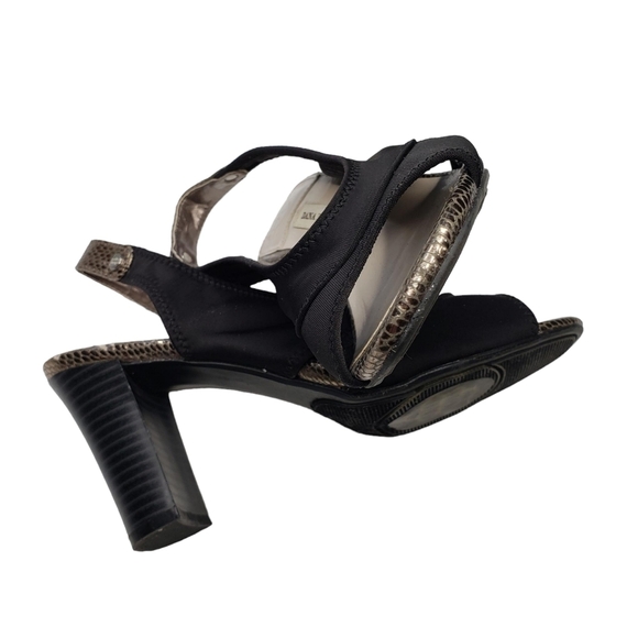 Dana Buchman | Black Fabric Retro Open Toe Block Heel Sling Back Heels Women's 6 - Picture 6 of 13